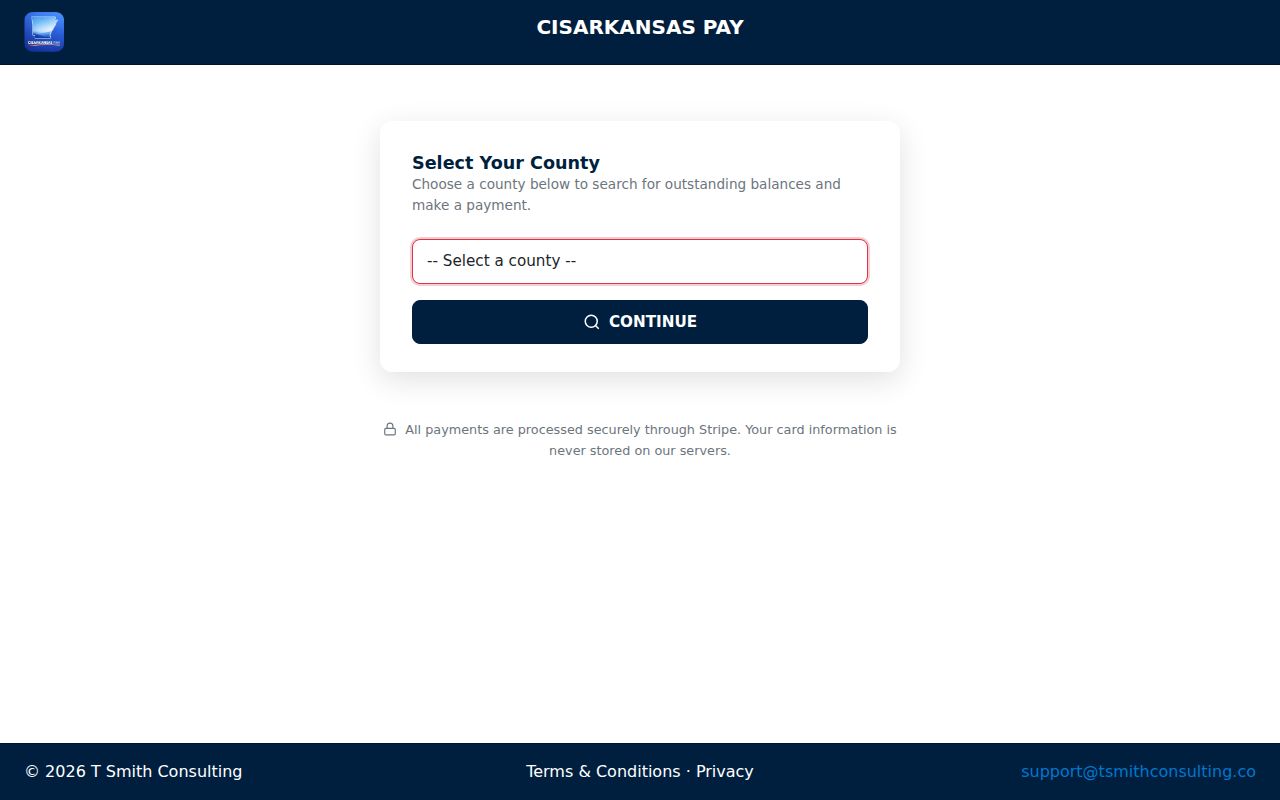 Miller County traffic warrant payment portal with Circuit Clerk selection