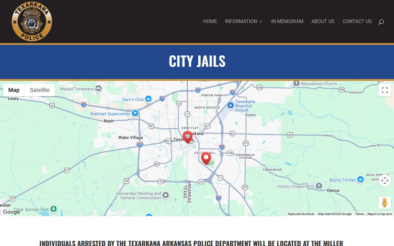 Texarkana warrant records contact page for Arkansas Police