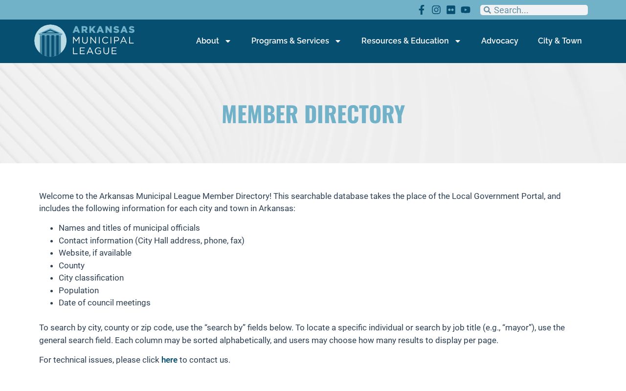 Arkansas Municipal League directory route for Garland warrant records contacts