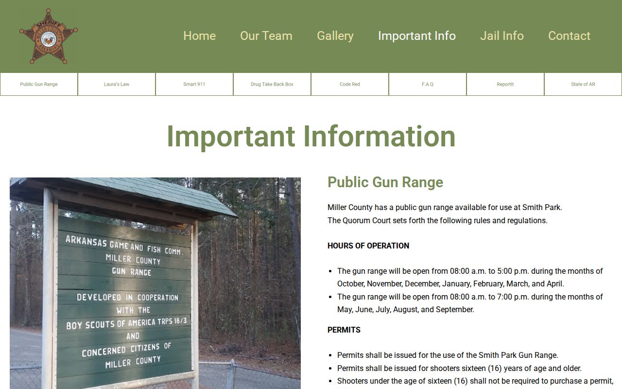 Official Miller County sheriff warrant phone FAQ and responsibility limit